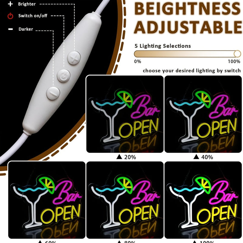 Verlicht Bord “Bar Open” – Sfeervolle Decoratie