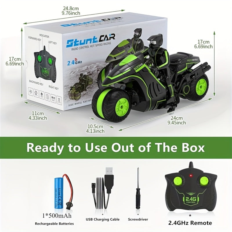 Op Afstand Bestuurbare Stuntmotor – 360° Draaiende Wielen en Hoge Snelheid voor Kinderen