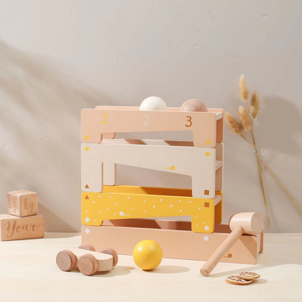 Motorische Kogelbaan van Hout met Hamer en Auto – Speelplezier