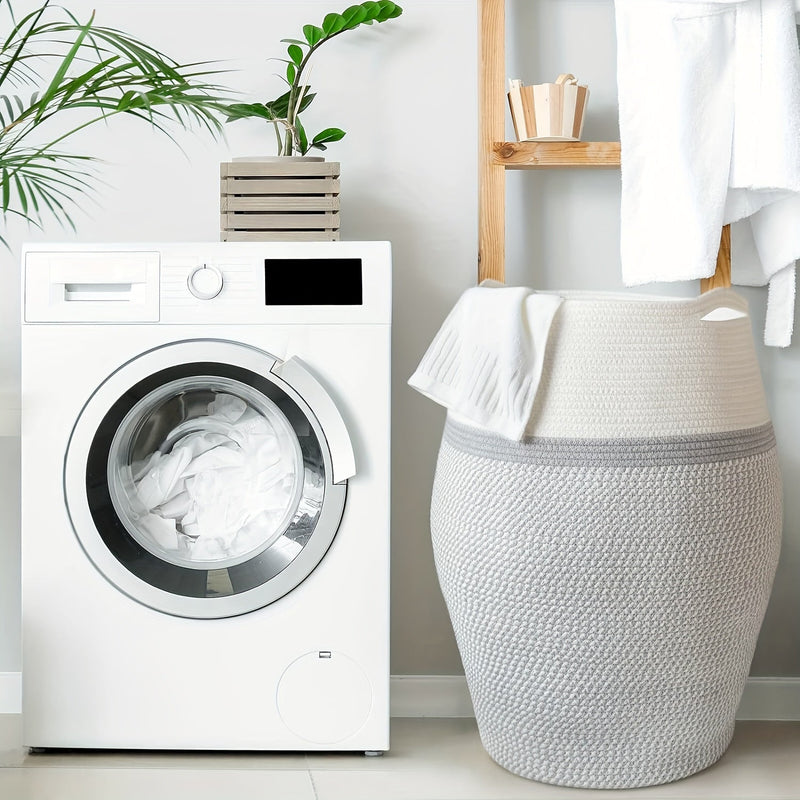 Grote Geweven Wicker Wasmand – Praktisch en Elegant voor Elke Wasruimte