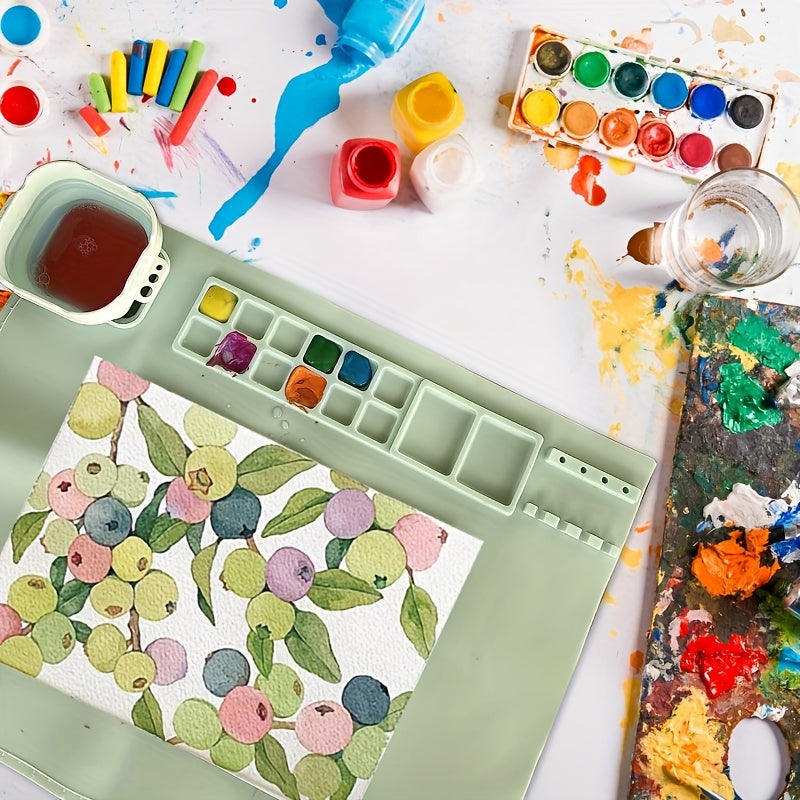 Siliconen Schildermat met Palet en Penseelhouder – Duurzaam en Flexibel