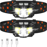 2-Pack Ultra-heldere Oplaadbare LED Hoofdlamp Waterdicht met Bewegingssensor