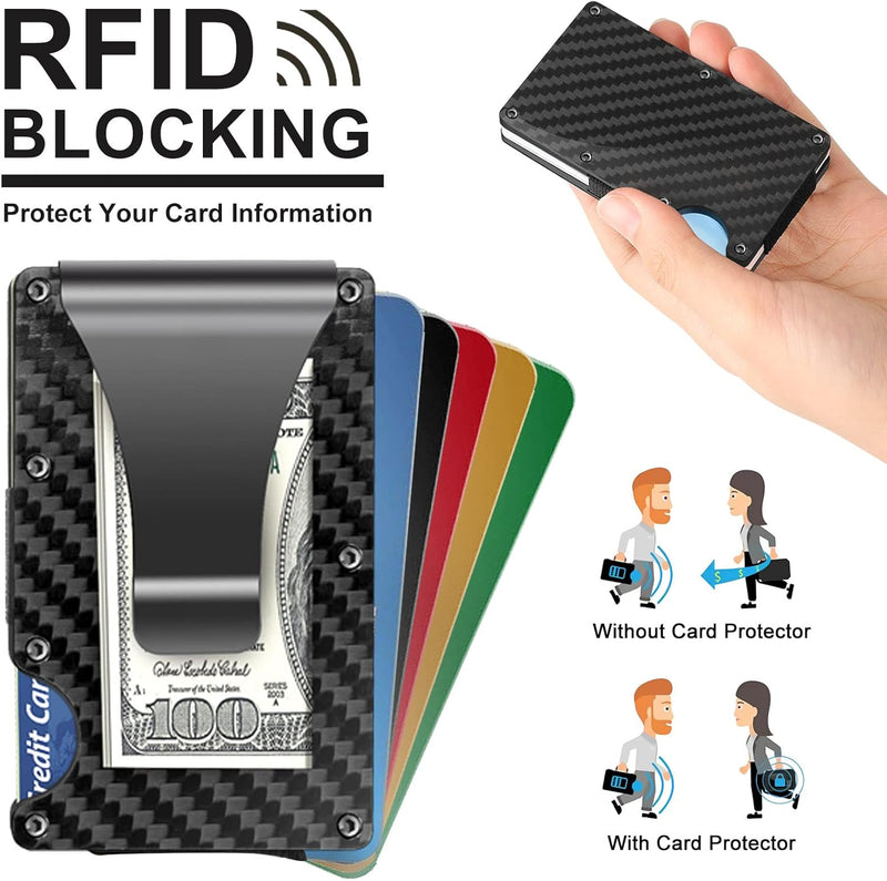 Dunne RFID-blokkerende portemonnee van koolstofvezel met geldclip – CarbonVault