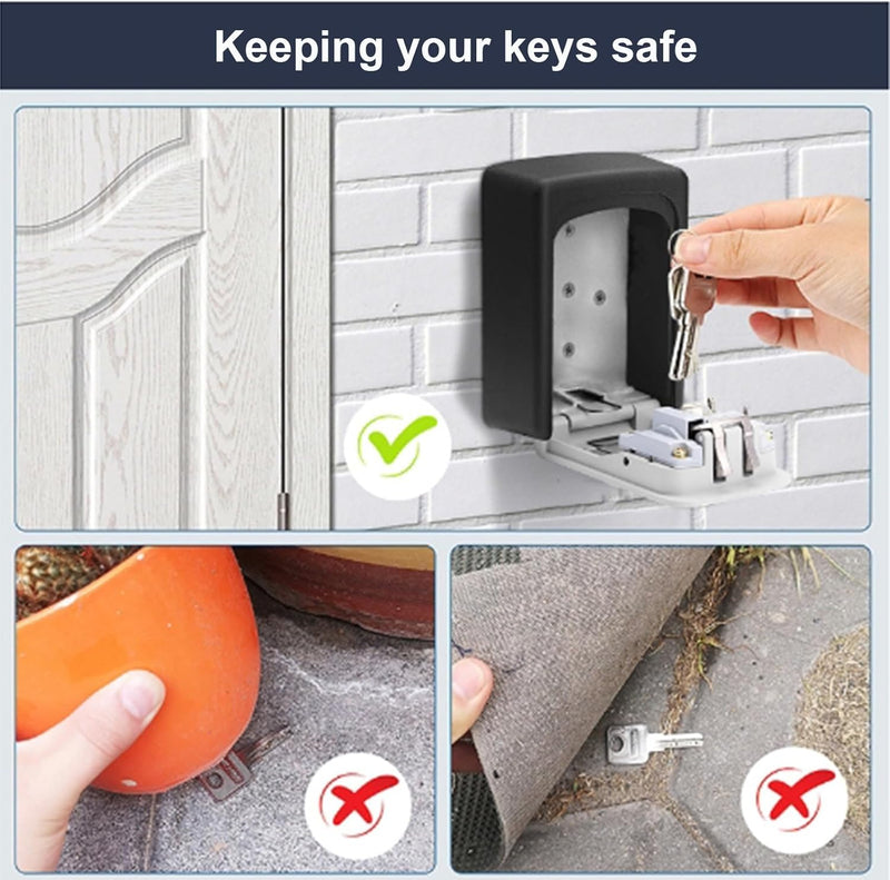 Sleutelkast voor Buiten – Beveiligde Sleutelkast met Instelbare Code voor Huis, Inclusief Montagekit (Wandmontage)