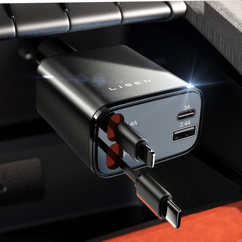 Uittrekbare Auto-Lader 69W USB C