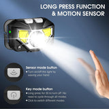 2-Pack Ultra-heldere Oplaadbare LED Hoofdlamp Waterdicht met Bewegingssensor