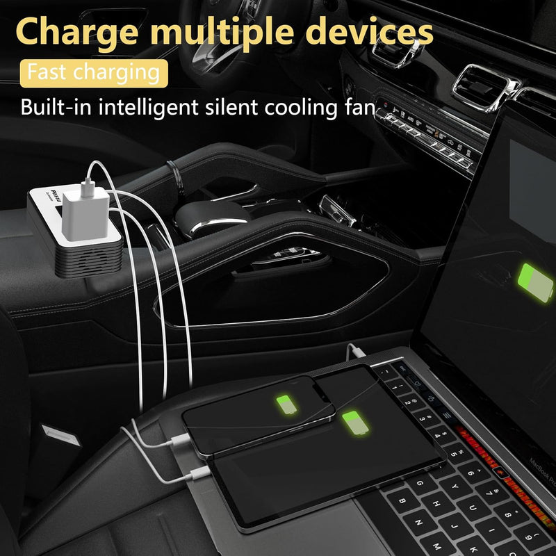 200W Auto-omvormer – DC 12V naar 220V AC met USB-C & Snelladen functie