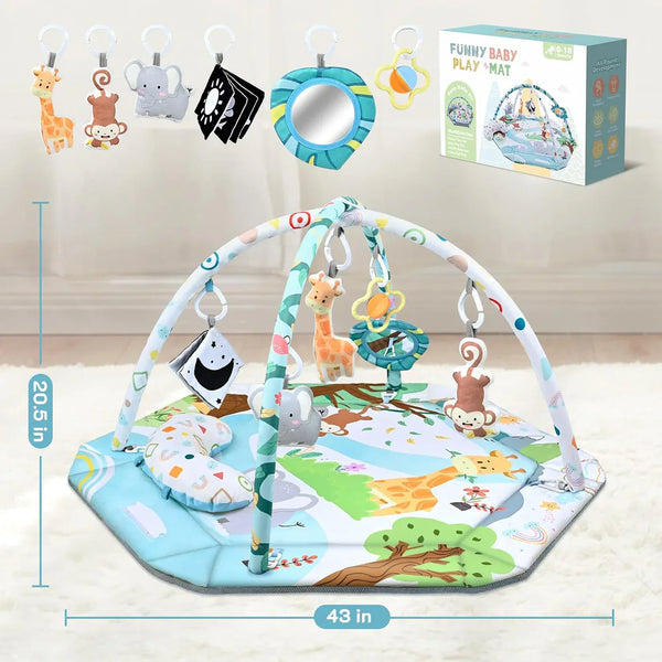 8-in-1 Baby Speelkleed met Ballenbak – Wasbare Baby Gym met Speeltjes voor Ontwikkeling & Buiktijd