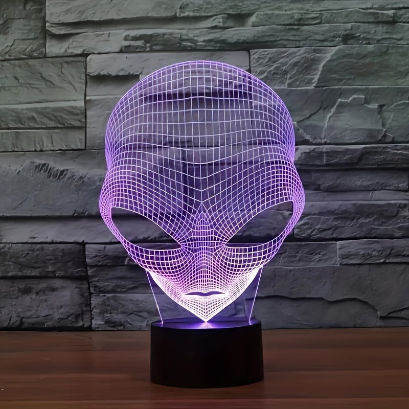 3D Alienhoofd LED Tafellamp met 7 Kleuren - Lunaris
