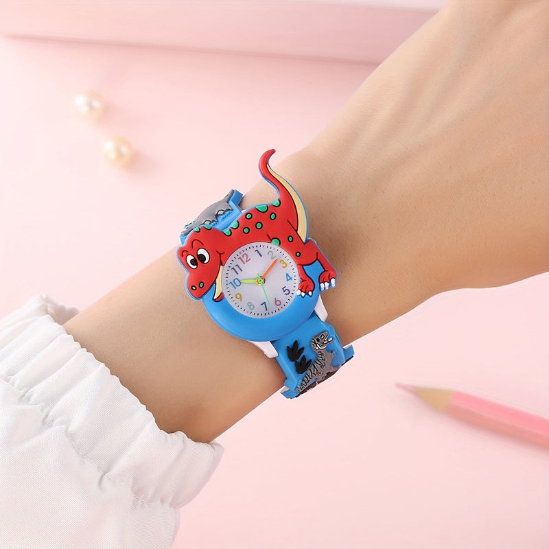 Dinosaurus Kinderhorloge voor Kinderen - Leuke Cartoon Tyrannosaurus Rex met Siliconen Band