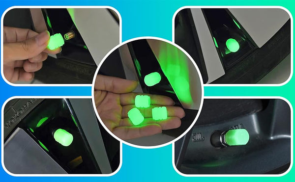 Set van 4 verlichte ventieldoppen met logo – LuxaGlow