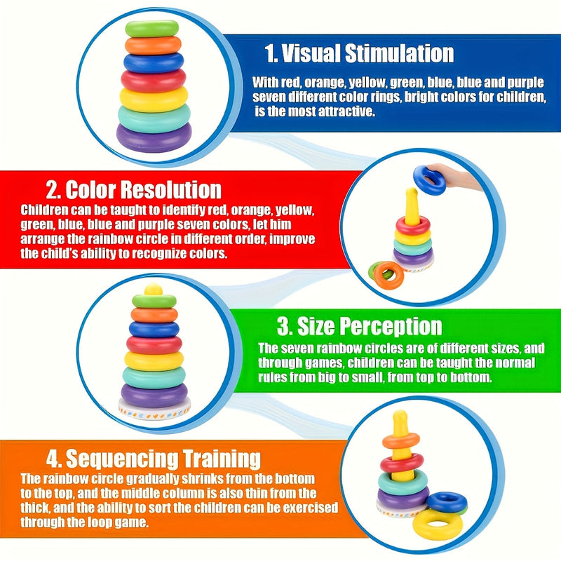 Educatieve Kleurige Regenboog Stacking Toren – Versterk Kleurherkenning en Motoriek
