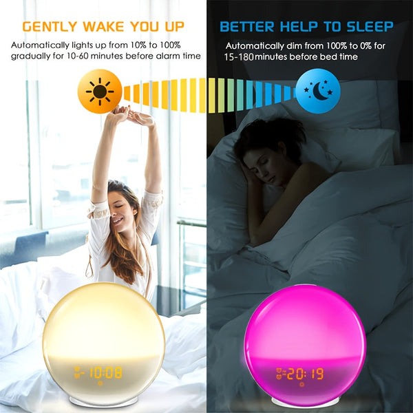 Halo Light Digitale Wekker – Zonsopgang Wecker met USB Voeding en Dubbelen Alarmfunctie