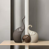 Set van 3 Keramische Olifantenbeeldjes – Moderne Matte Decoratie voor Woonkamer of Kantoor