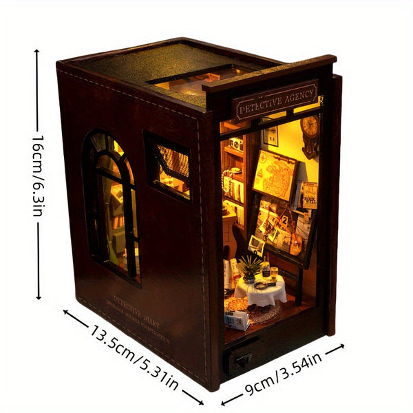 Detectivebureau DIY Miniatuur Huis – 3D Puzzelset met Verlichting voor Creatieve Hobbyisten