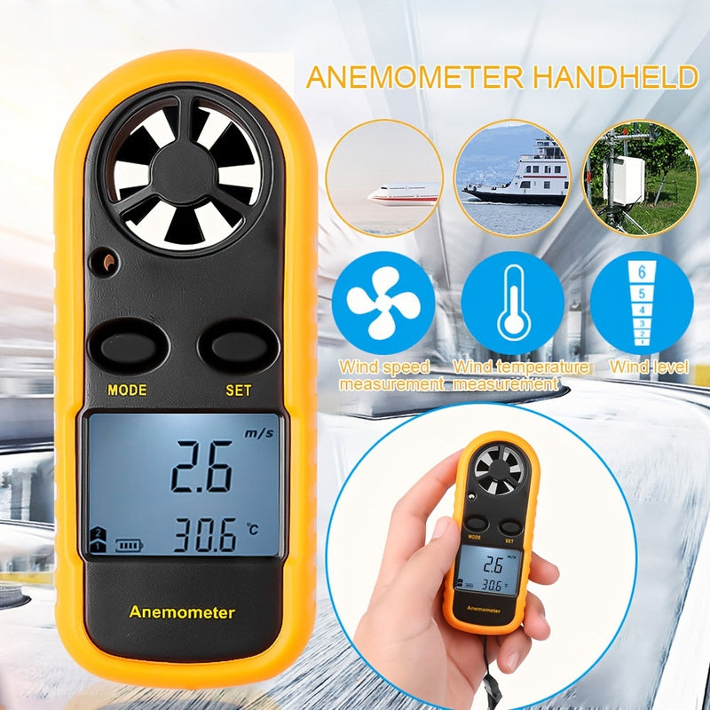 Compacte Digitale Windsnelheidsmeter – Handheld en Nauwkeurig voor Outdoor Metingen
