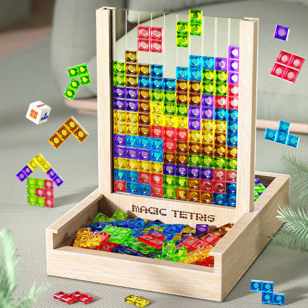 Ecoblock Tetris Bord – Houten Puzzelspel voor Kinderen en Volwassenen – Duurzaam Breintrainingsplezier