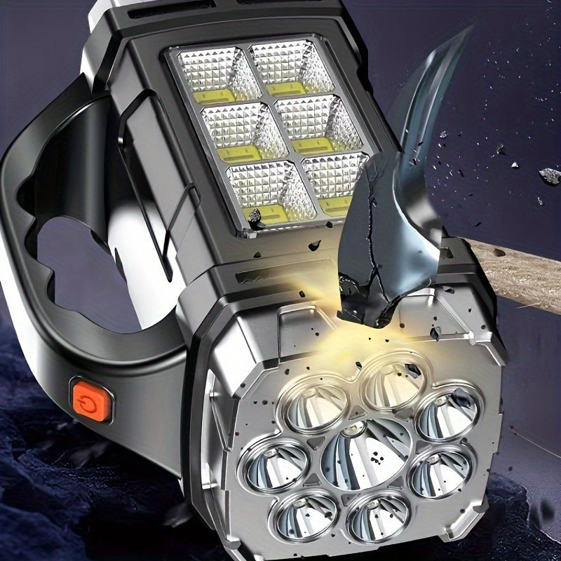 Superheldere LED Zoeklamp – Oplaadbare Powerbank met USB en Zonne-energie voor Buitenavonturen