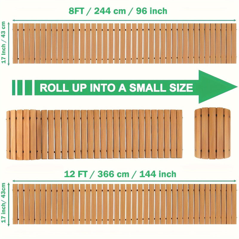 Rolbare Houten Tuinpadmat – Duurzame Mat voor Buiten met Antislip Bescherming