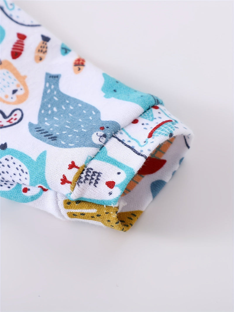3-delige Baby Romper Set met Dierenprints – Lange Mouwen voor Buitenactiviteiten