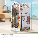 3D Houten Puzzel Huis – Wit Bloemenhuis met Verlichting en Stofafdekking