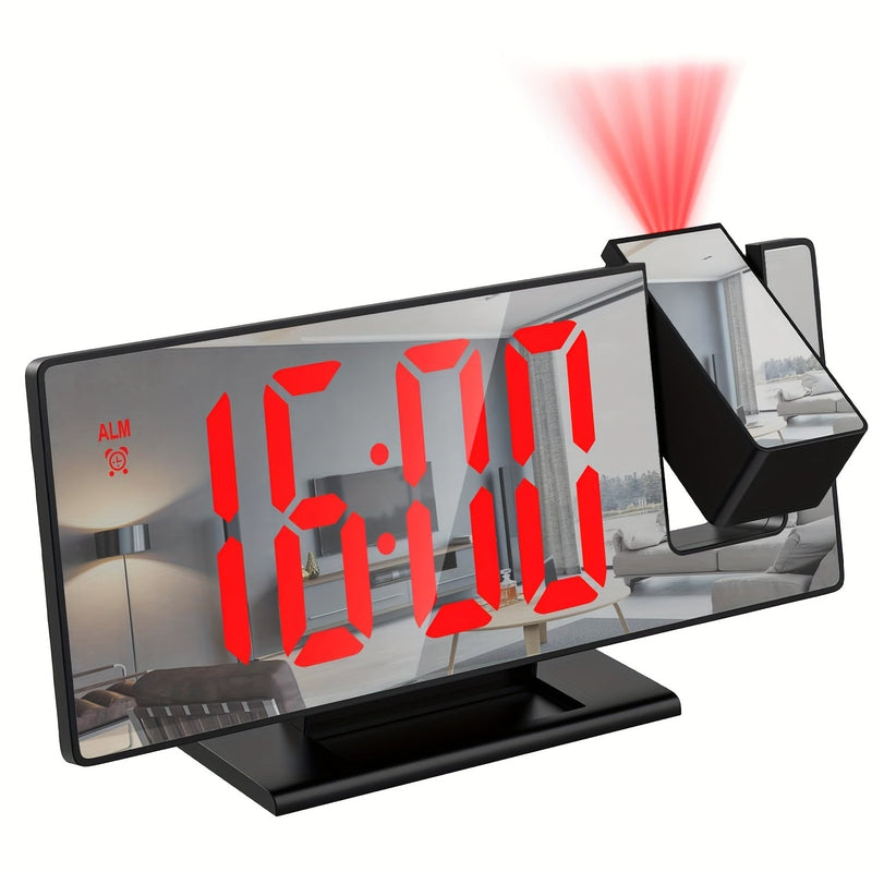 LED Projectie Wekker met 180° Verstelbare Projectie – Duidelijk Display en Snoozefunctie voor Slaapkamer of Kantoor