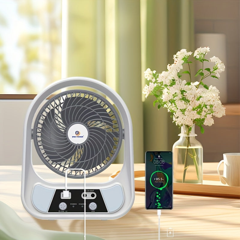 Draagbare Zonne-energie Ventilator en Nachtlamp – Multifunctioneel en Oplaadbaar