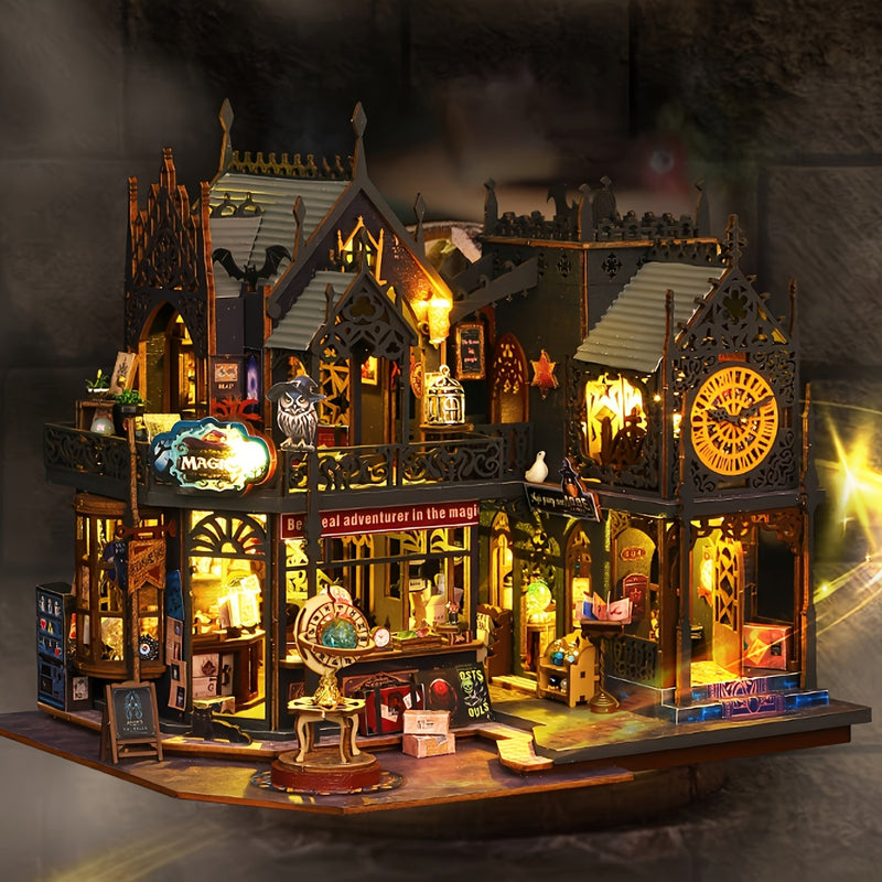 Betoverend Boekenhuis – 3D Houten Puzzel met Magische Verlichting