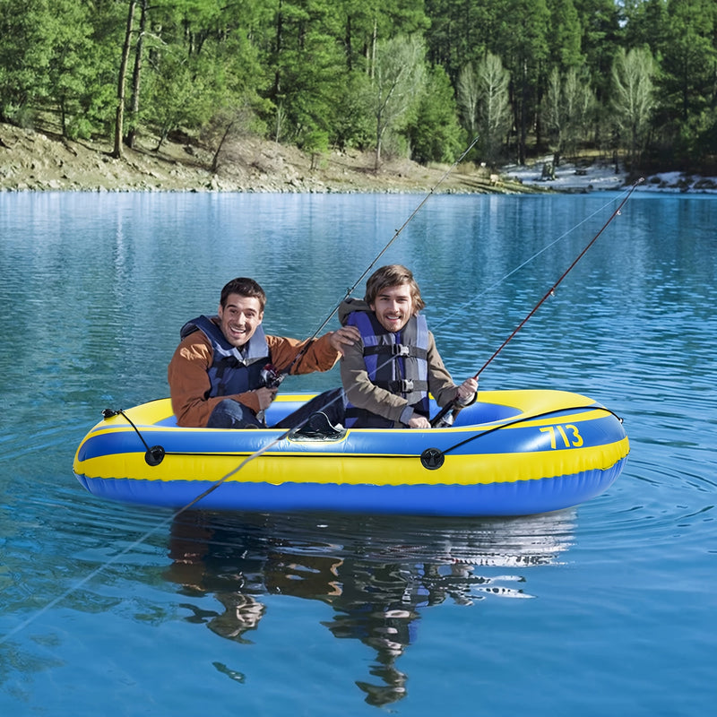 Opblaasbaar Vissersboot Set – Lichtgewicht PVC Boot voor 2 Personen met Peddels