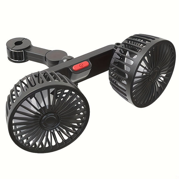 Draagbare Dubbele Autoventilator – 5-Blad 360° Draaibaar Ultra-Stil