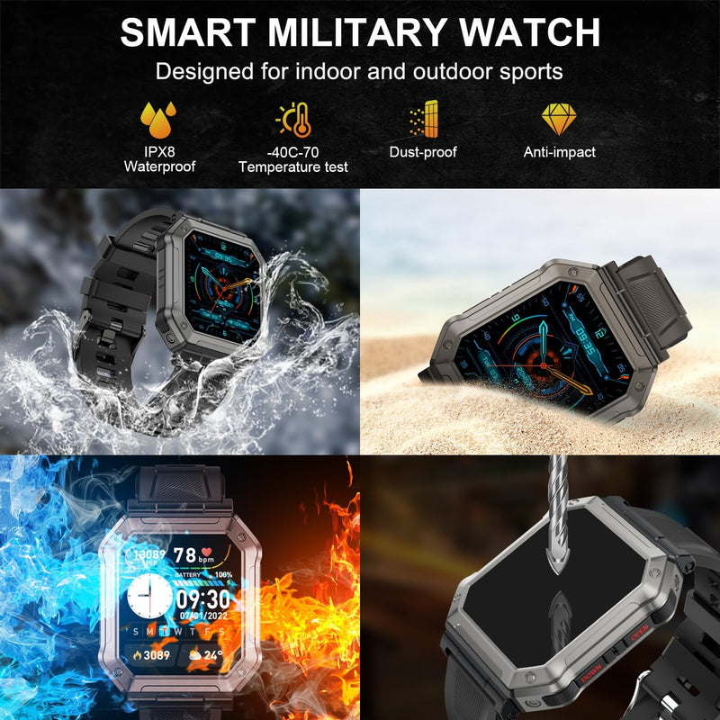 Militaire Smartwatch voor heren met Fitness-Tracker – Wayne