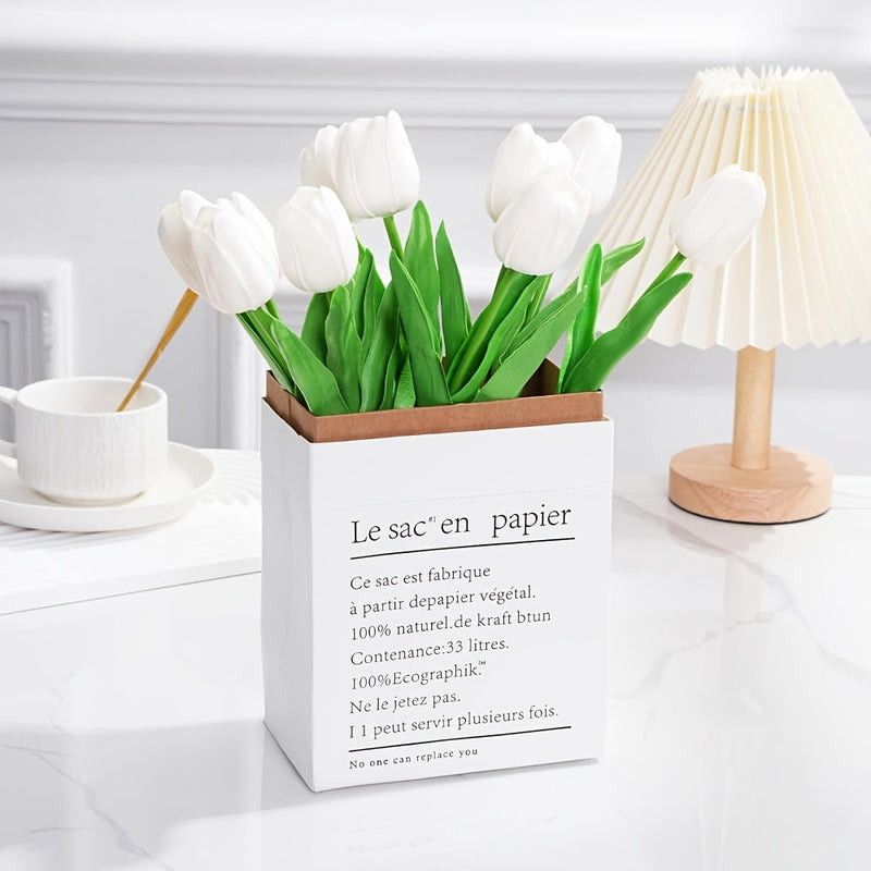 Set van 10 Kunstmatige Witte Tulpen – Perfect voor Bruiloften, Fotografie en Interieurdecoratie