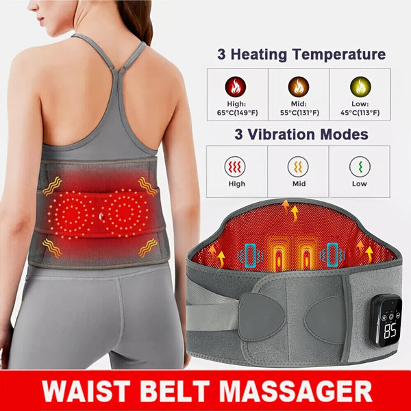 Draadloze Verwarmde Massageband voor Rug en Taille – 3 Instelbare Warmte- en Trillingsmodi voor Maximale Ontspanning