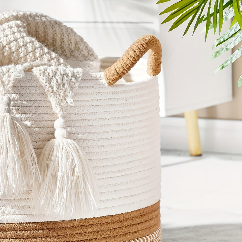 Boho Katoenen Opbergmand - Stijlvolle en Praktische Oplossing