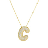 Dames Ketting – Initial Hanger – Fonkelende Stenen – Verfijnde Schakelketting – Statement Sieraad