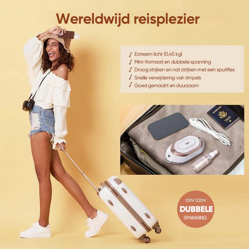TravelPress - Reisstrijkijzer met Dubbele Spanning