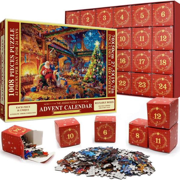Kerst Puzzel Adventskalender – 1008 Stukjes, Dagelijks Puzzelplezier