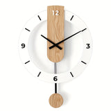 Creatieve Pendule Wandklok van Hout en Acryl – Stijlvol en Stille Decoratie