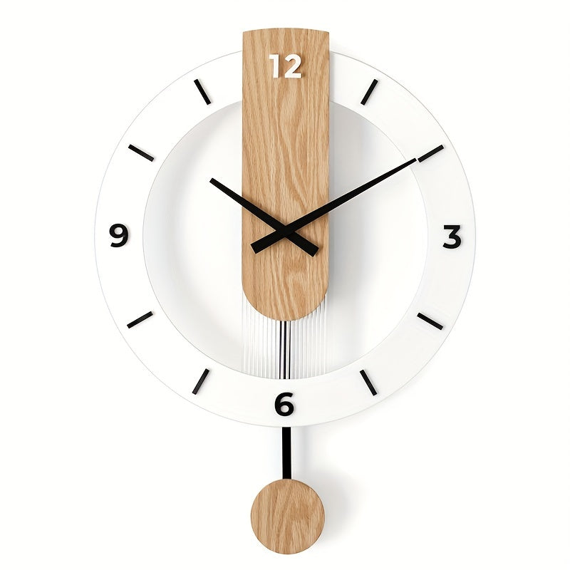 Creatieve Pendule Wandklok van Hout en Acryl – Stijlvol en Stille Decoratie