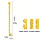 Schattige Giraffe Groei Maatsticker voor Kinderen - Eenvoudig Te Plakken en Met Kleurrijke Staart