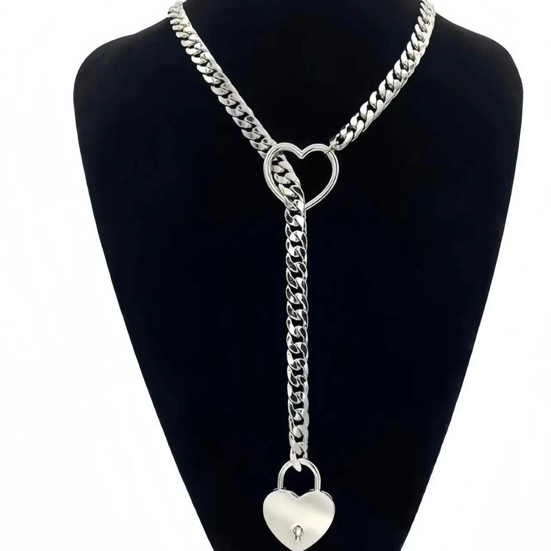 Hart Slot Ketting Stellen Choker | 14K Verguld