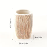 Houtnerf Stijl Keramische Badkamer Set – Luxe Accessoires voor een Natuurlijke Touch in je Badkamer