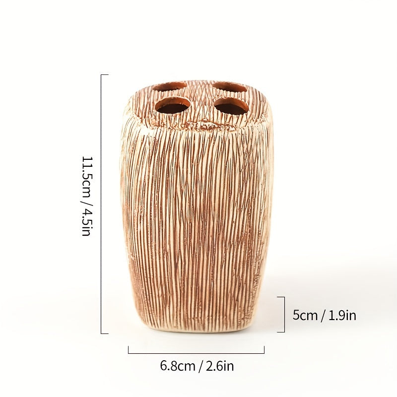 Houtnerf Stijl Keramische Badkamer Set – Luxe Accessoires voor een Natuurlijke Touch in je Badkamer