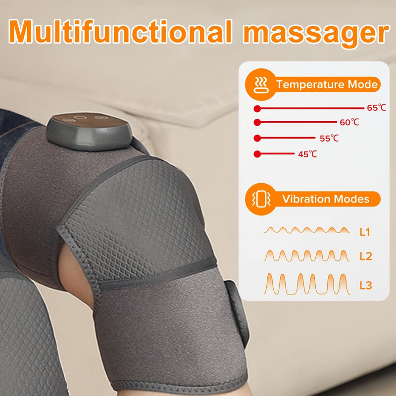 Draadloze Knie- en Beenmassager met Warmtefunctie – Verstelbare Compressie voor Optimale Pijnverlichting