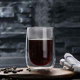 Set van 4 Dubbelwandige Glazen – 350ml Glas voor Warme en Koude Dranken