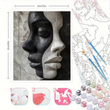 Abstract Vrouwelijk 3D Portret – DIY Canvas Set voor Kunstliefhebbers