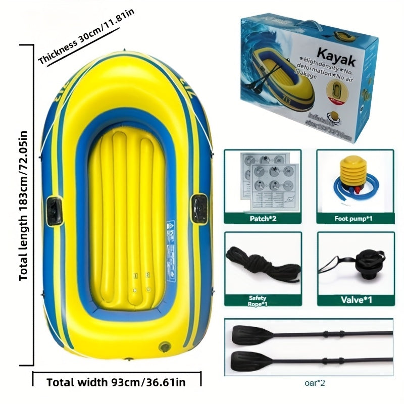 Opblaasbaar Vissersboot Set – Lichtgewicht PVC Boot voor 2 Personen met Peddels