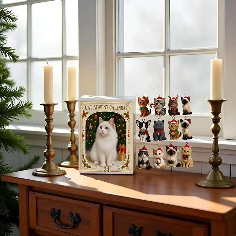 Feestelijke adventskalender met 24 vrolijke katten