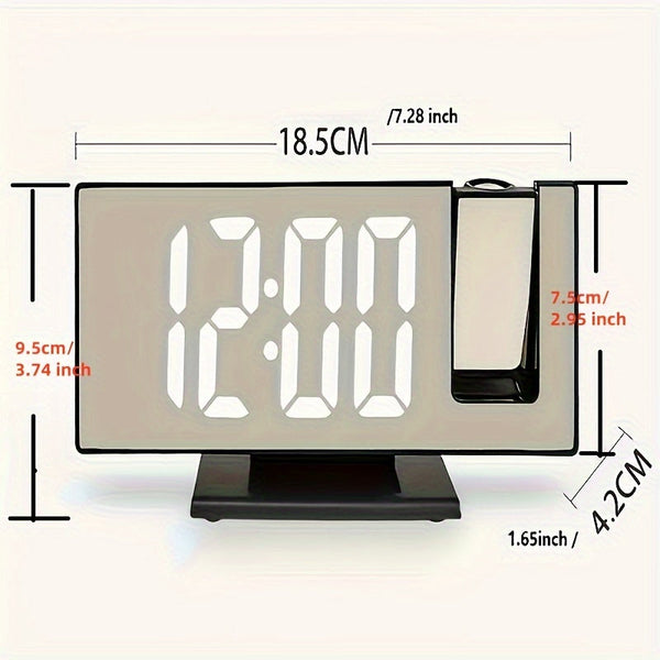 Digitale Spiegel Wekker met Projectie – Groot LED Display en Multifunctionele Alarmfunctie