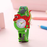 Dinosaurus Kinderhorloge voor Kinderen - Leuke Cartoon Tyrannosaurus Rex met Siliconen Band
